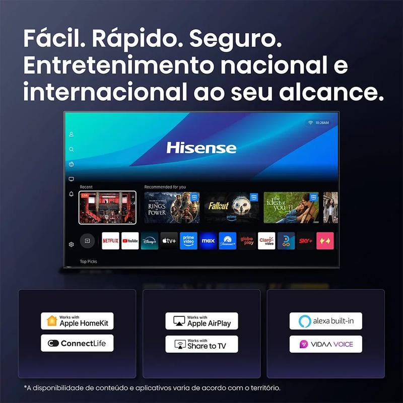 Smart TV Hisense 50 polegadas QLED 4K 50Q6QV com Dolby Vision Dolby Atmos HDR10 WiFi